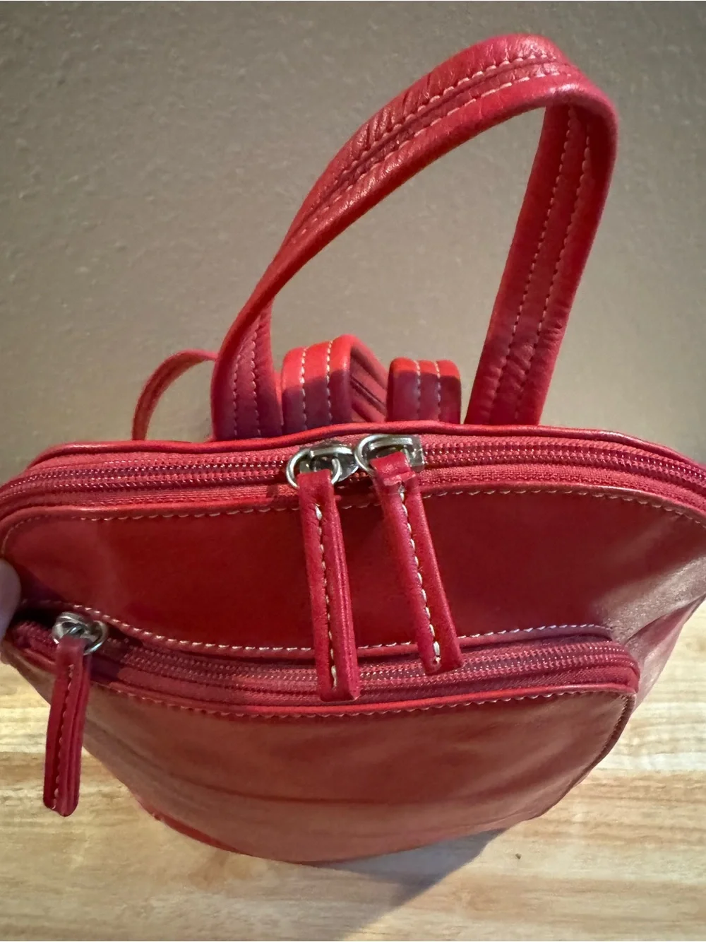 Tignanello Red Leather Backpack